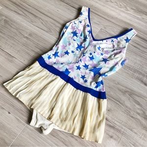 Vintage 70s Seeing Stars Skirted Swimsuit